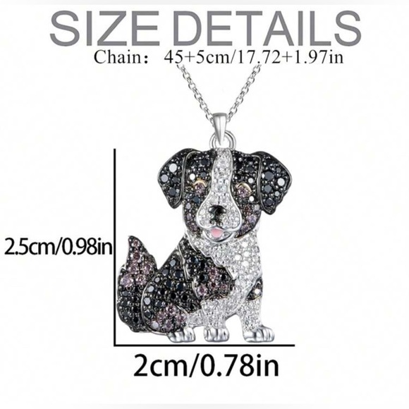 Border Collie Rhinestone Necklace - Picture 3 of 3